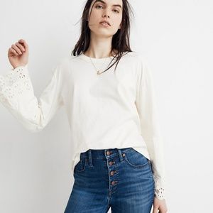 Madewell Eyelet Embroidered Tier-Sleeve Tee